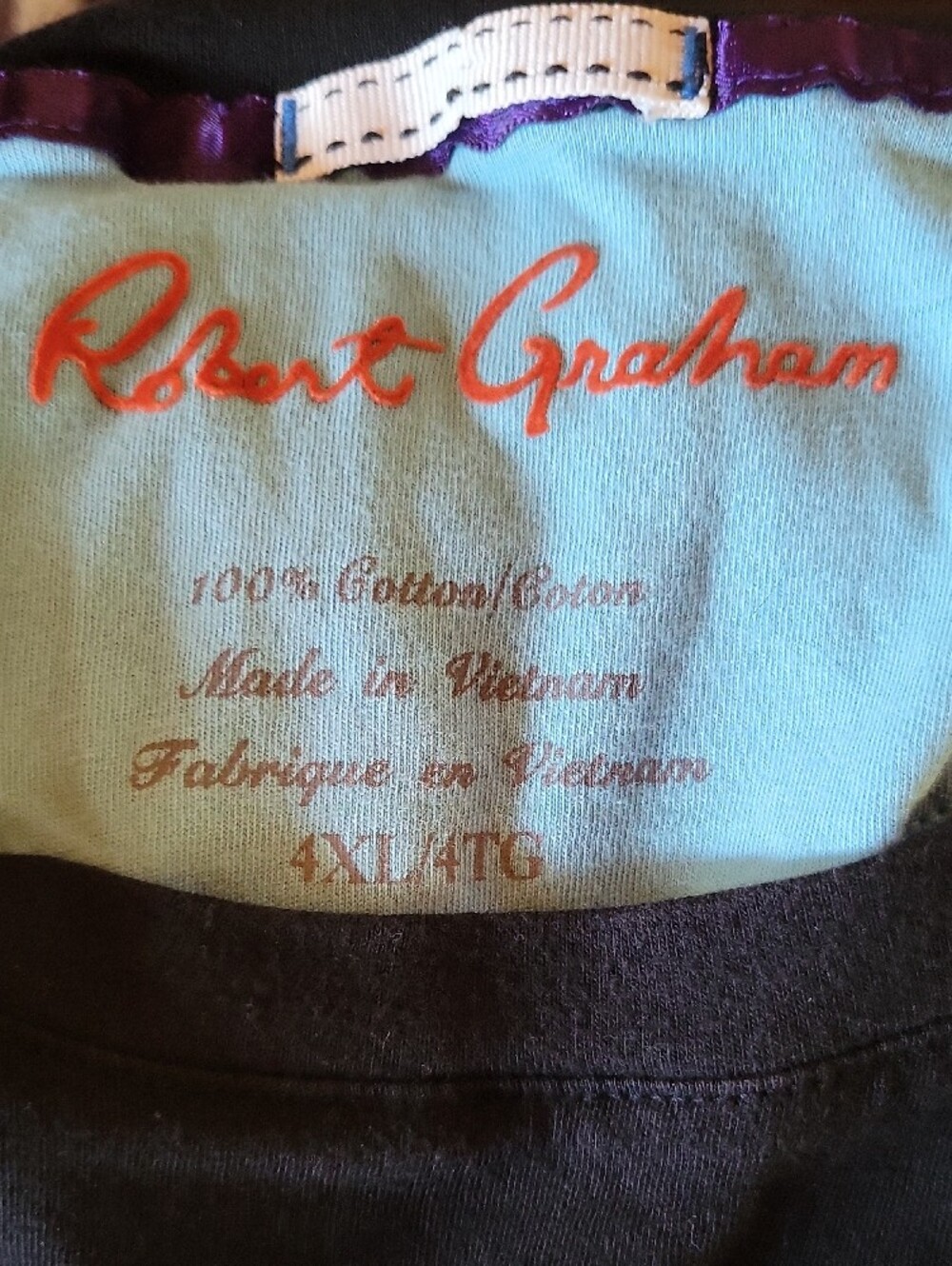 Robert Graham Black Short Sleeve Tee with Blue Skull and Neon Accents - Picture 5 of 5